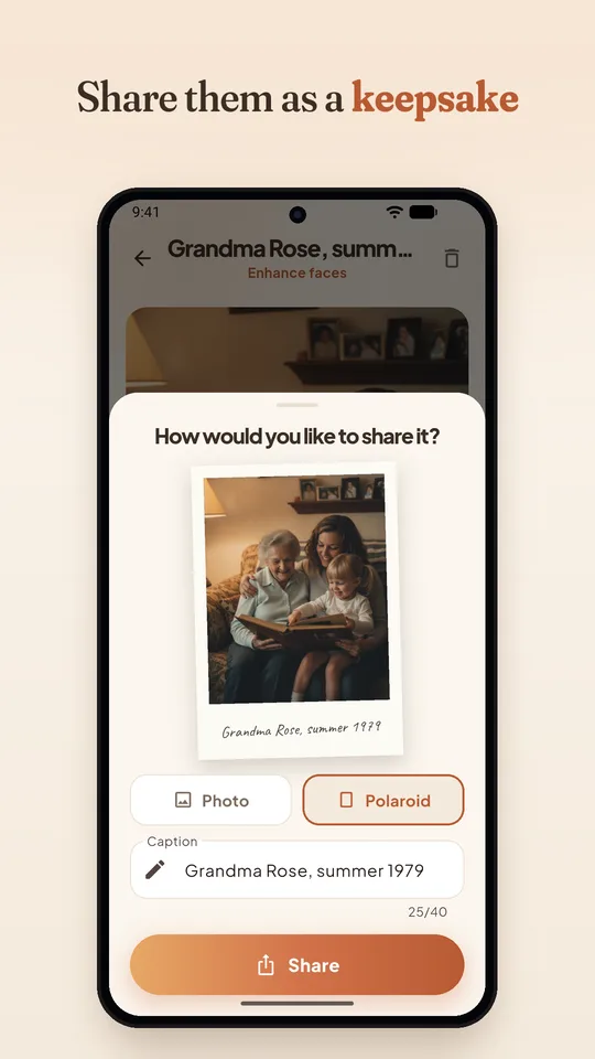 Sharing as a polaroid